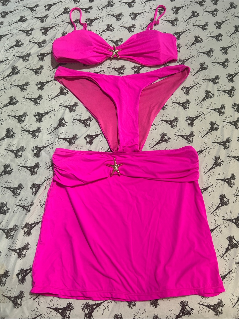 Source Unknown Hot Pink Two-Piece Bikini with Skirt